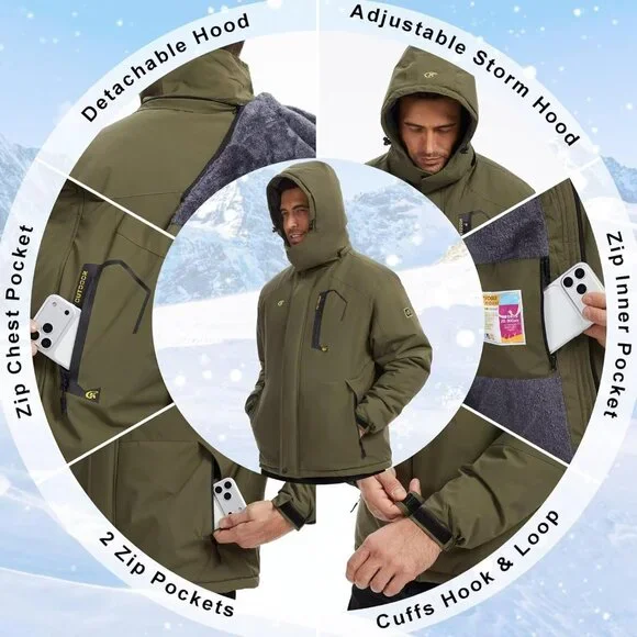 Mens Waterproof Ski Snowboard Jacket Winter Windproof Snow Coat
